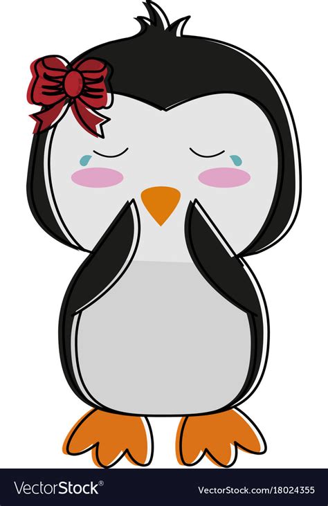 Penguin crying cute animal cartoon icon image Vector Image