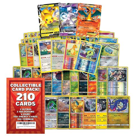 POKÉMON Trading Card Game 200 Assorted Cards – 3 GX, 3 Holograms, 4 ...