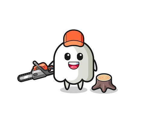 ghost lumberjack character holding a chainsaw 4647847 Vector Art at ...