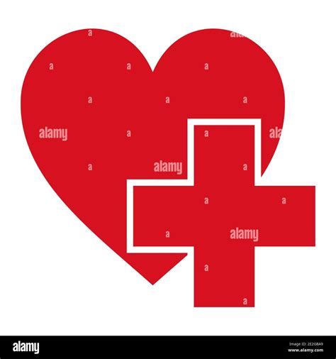 Sign symbol health logo hospital vector red cross and the heart icon is ...