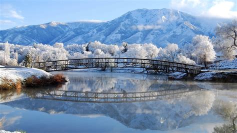 Wallpaper Download 1920x1080 Frozen bridge over the lake - HD winter ...