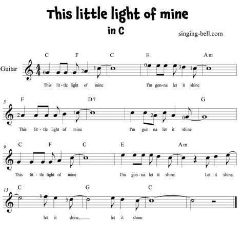 This Little Light of Mine Chords & Tabs for Guitar, Free PDF