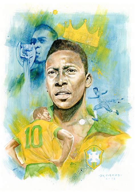 how to draw pel'e | Full Illustration - Watercolors on paper | Football ...