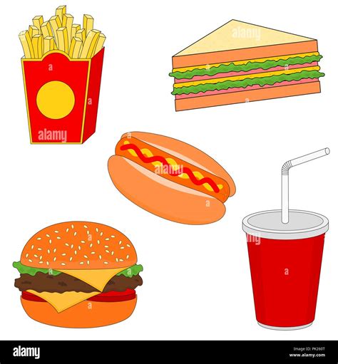 Isolated delicious fast food menu icon set , vector cartoon Stock ...