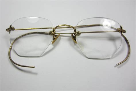 Antique wire rimmed gold filled eyeglasses.