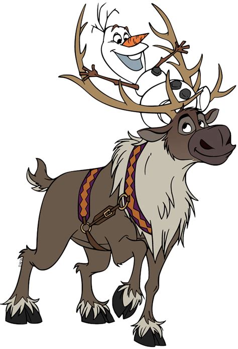 Clip art of Olaf hitching a ride with Sven from Disney's Frozen #disney ...