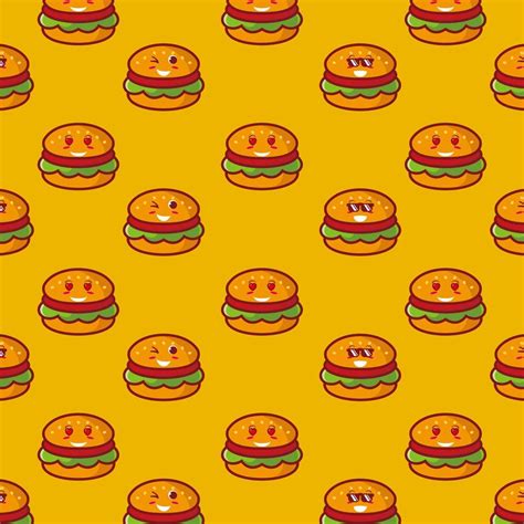 Cute smiling funny burger set collection.Vector flat cartoon face ...