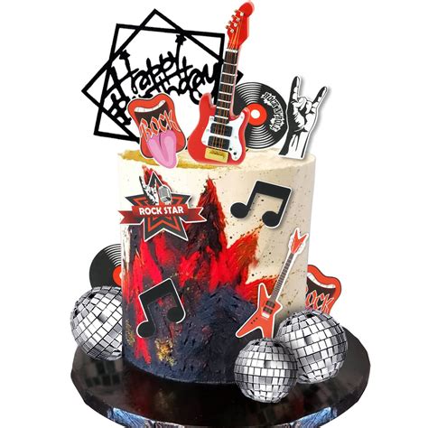 Buy Guitar Cake Toppers Music Theme Birthday Cake Toppers Electric ...