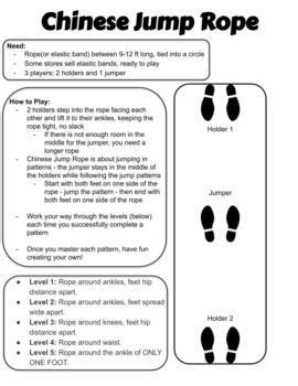 Physical Education Chinese Jump Rope Patterns by PE with Ms V | TPT