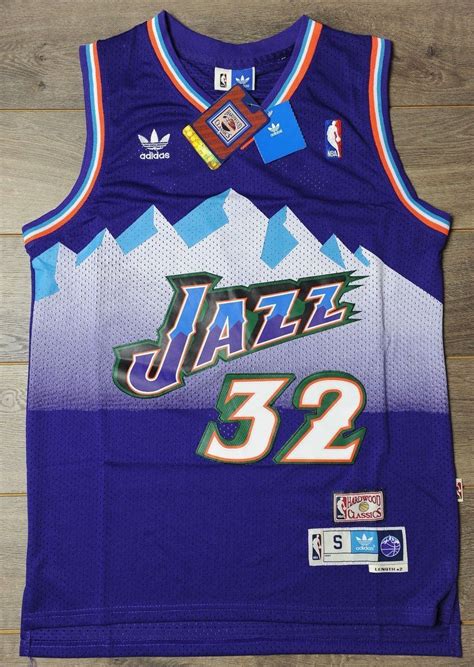 Men 32 Karl Malone Jersey Blue Utah Jazz Jersey Throwback Swingman ...