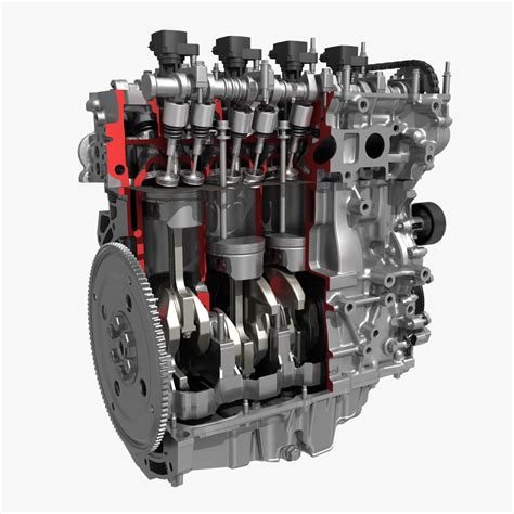 3D 4 Cylinder Engine Block Cutaway | CGTrader