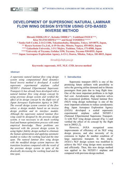 (PDF) development of supersonic natural laminar flow wing design system ...