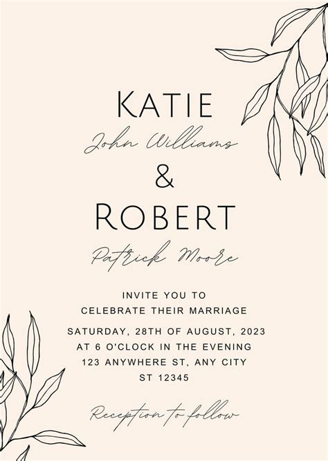 CANVA Wedding Invitation Template | Botanical wedding invitations ...