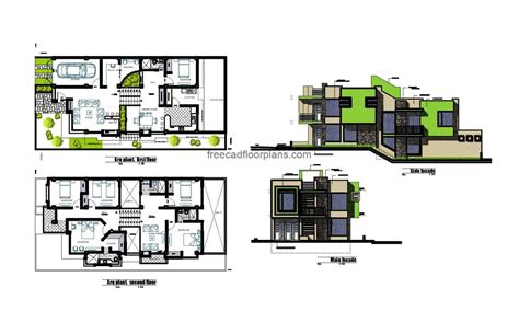 Modern two-storey house, 1305201 - Free CAD Drawings