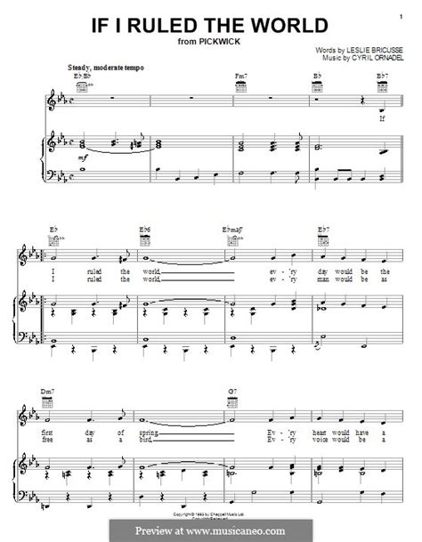 If I Ruled the World by C. Ornadel - sheet music on MusicaNeo