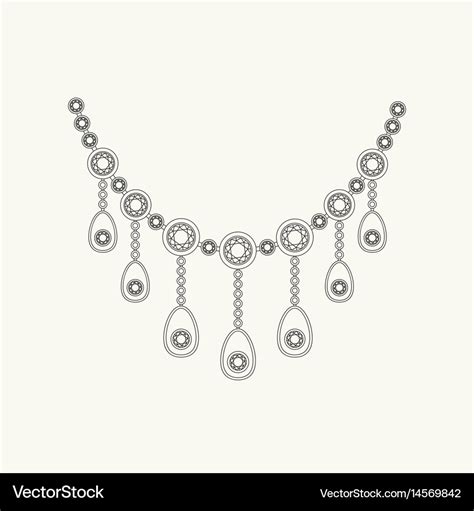 Necklace line drawing Royalty Free Vector Image