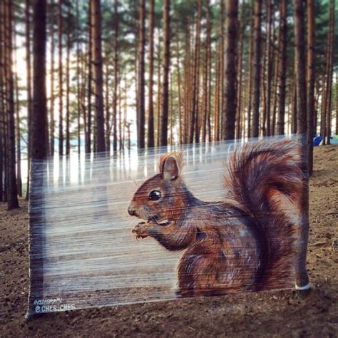 Squirrel in the forest, graffiti by Ches