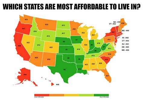 a map with the states most attractive to live in