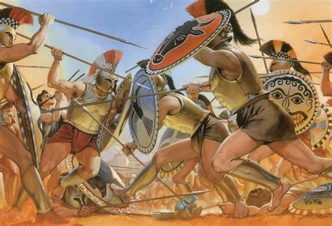 Illustration from "Ancient Armies". Warring Hoplites, Greece 7th Cenury ...