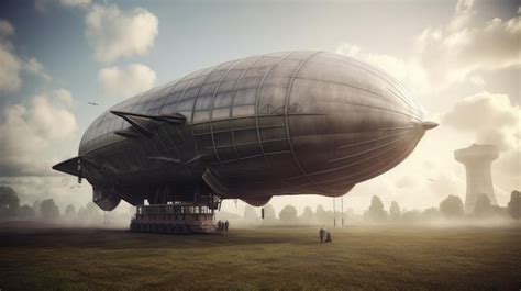 Premium AI Image | An airship is shown in a field with the word airship ...