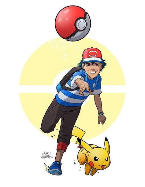 Ash and Pikachu Fan Art Print - Etsy