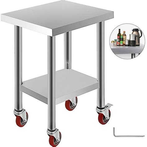 VEVOR 24x18x34 in Stainless Steel Work Table 3-Stage Adjustable Shelf ...