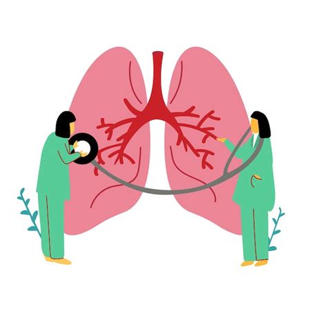 Premium Vector | Hand-drawn cartoon characters study human lungs ...