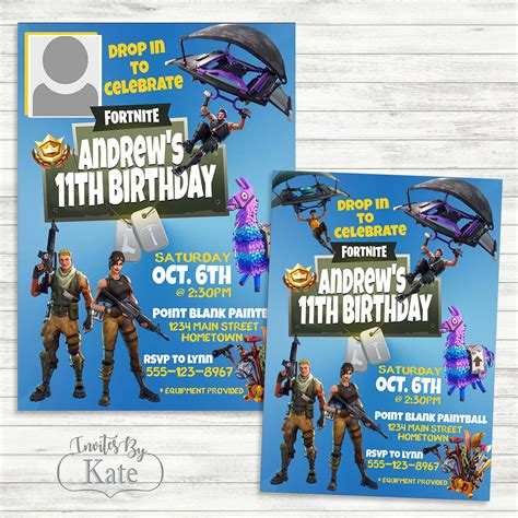 Fortnite Birthday Party Invitations