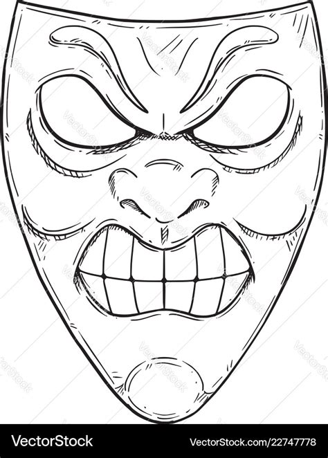 Artistic drawing of angry aggressive comedy mask Vector Image