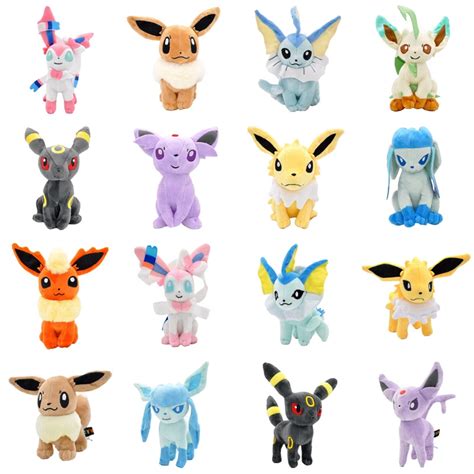 Pokemon Plush Eevee Evolution Plushies Glaceon Umbreon Leafeon Flareon ...