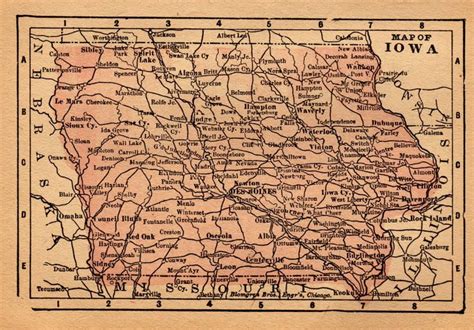 1890 Miniature IOWA Map of Iowa State Map Library Decor Gallery Wall ...