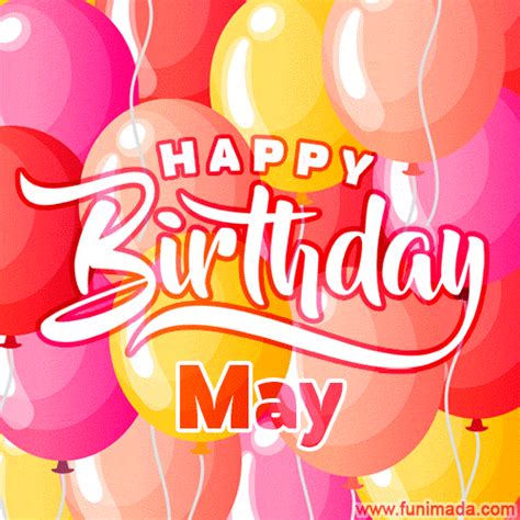 Pastel colors balloons and elegant lettering eCard for May on her ...