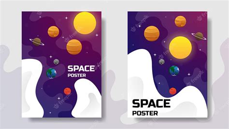 Premium Vector | Space poster design with planets sun star and universe ...