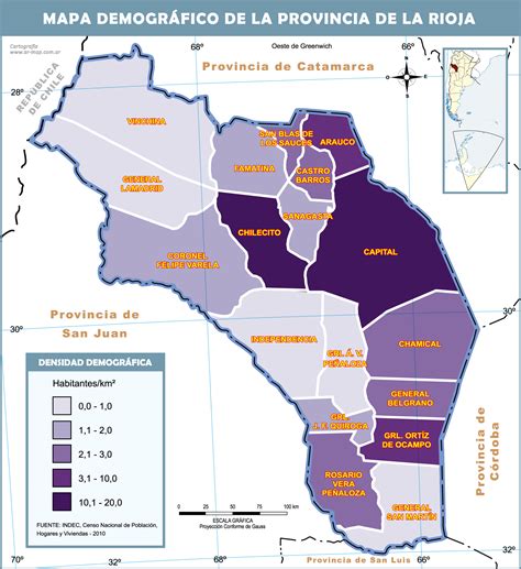 Demographic map of the Province of La Rioja, Argentina | Gifex