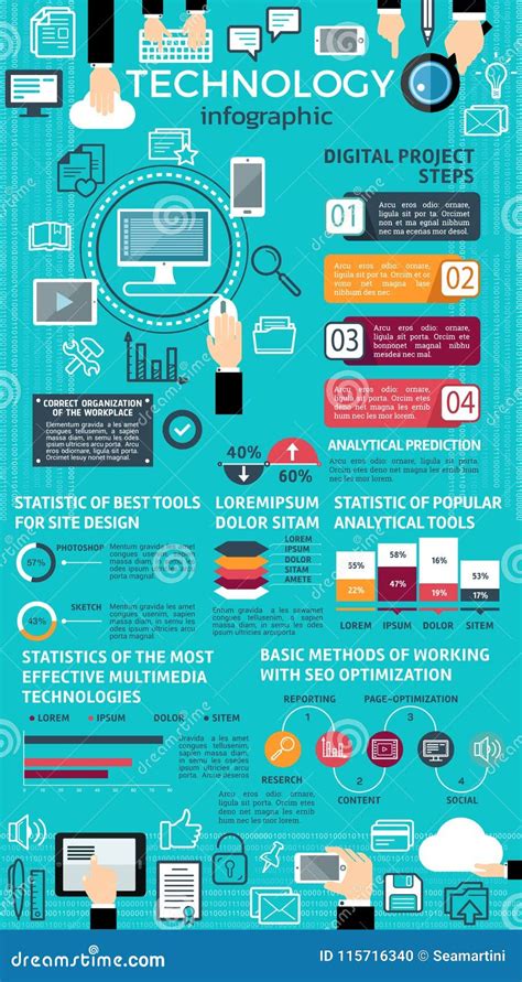 Technology Infographic Design with Graph and Chart Stock Vector ...