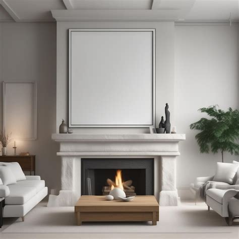 Wall Art Frame Over a Fireplace Mockup | Premium AI-generated image