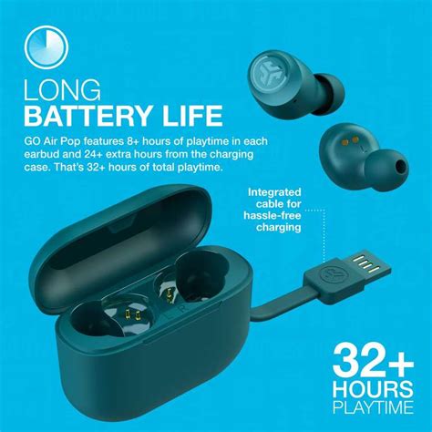 JLab Go Air Pop True Wireless Earbuds, 32H Playtime at Amazon for £17. ...