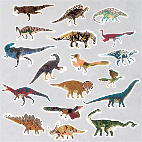 Dinosaur Vinyl Stickers Sheet B By James Barker