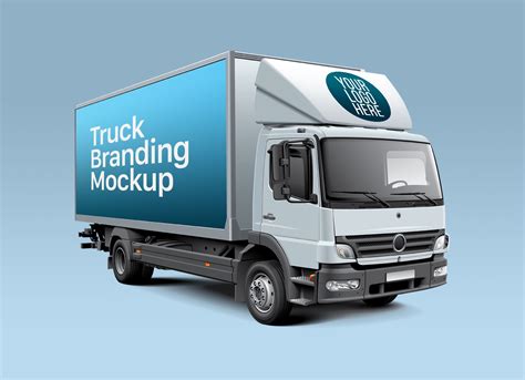 Free White Cube Truck Branding Mockup PSD - Good Mockups