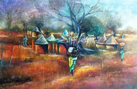 Gwari village in Abuja Nigeria Painting by Bankole Abe - Fine Art America