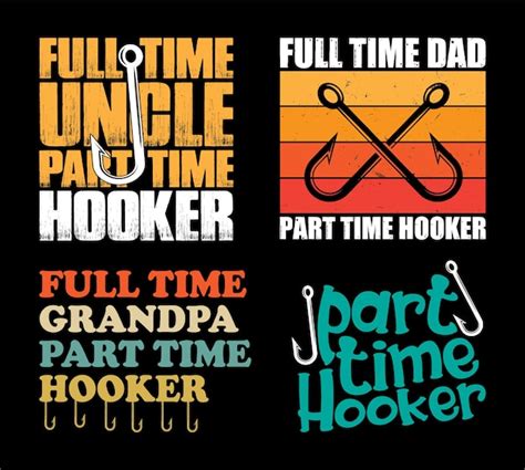 Premium Vector | Part time hooker fishing t shirt design bundle fishing ...