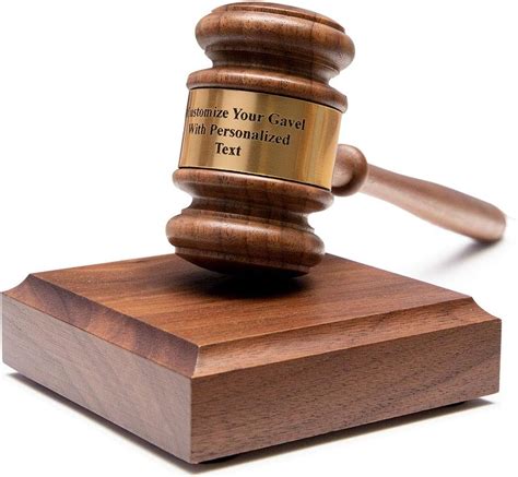 Judge Gavel in Walnut Wood with Customized Brass Plaque Judges ...