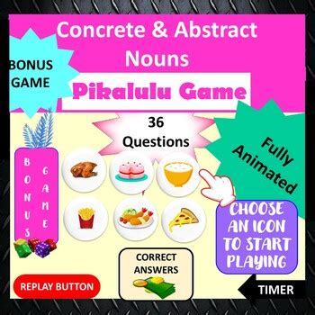 Abstract and Concrete Nouns End of Year Digital Game by TeachDEZway