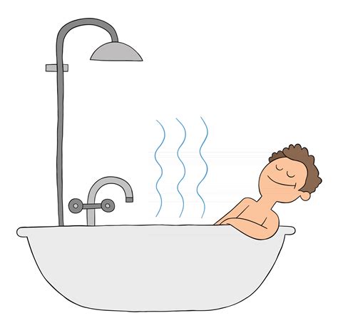 Cartoon Man Takes a Bath In the Tub and is Very Happy Vector ...