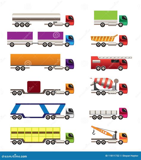 Different Types Of Trucks And Lorries Icons Stock Photography - Image ...