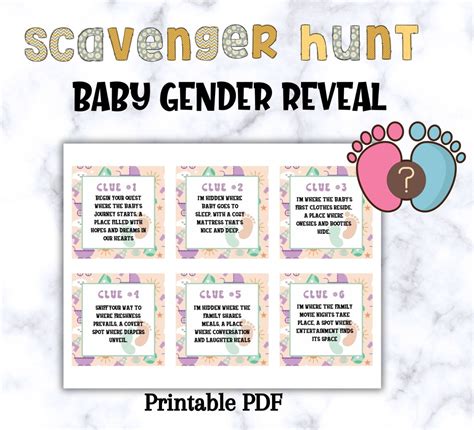 Gender Reveal Scavenger Hunt, Gender Reveal Game, Baby Shower Games ...