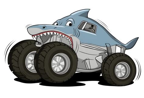 Printable Shark Monster Truck Coloring Page - Mimi Panda