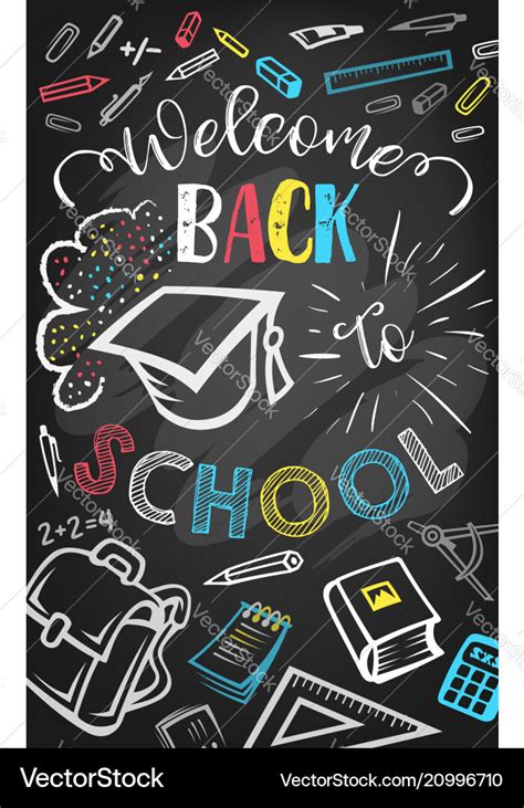 Welcome back to school greeting poster design Vector Image