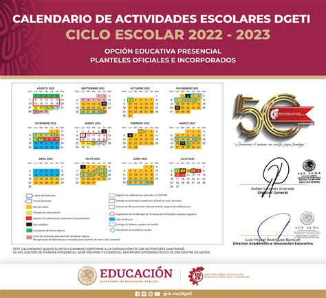 Calendario Escolar 2022-2023 - OPCIÓN EDUCATIVA PRESENCIAL PLANTELES ...