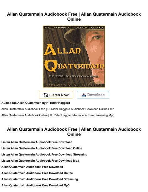 Allan Quatermain Audiobook Online by ShouheiPreeti - Issuu